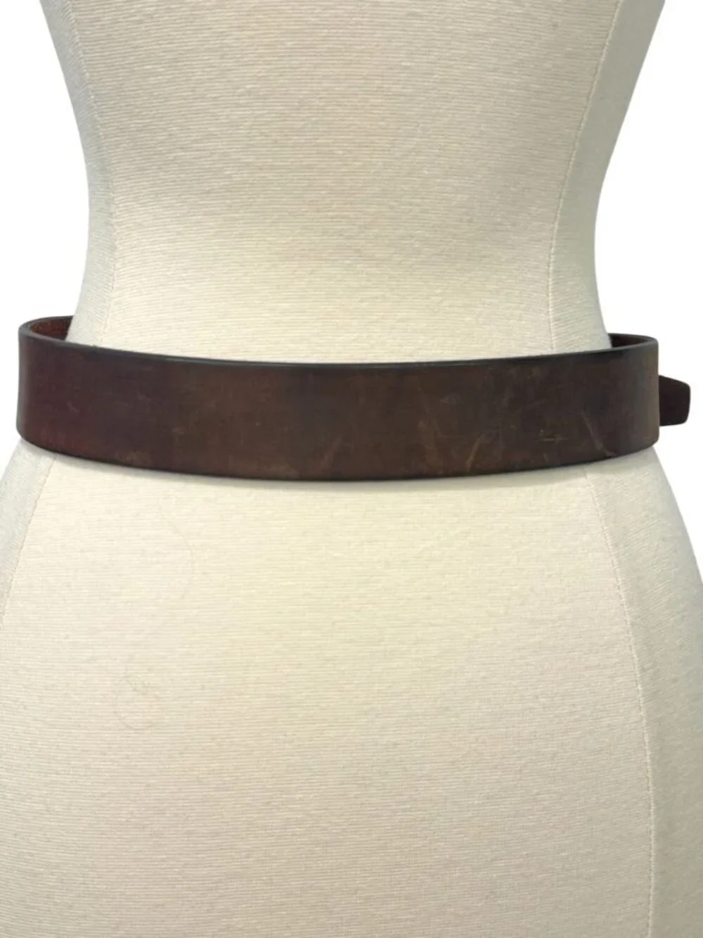 Sundance Leather Belt in Warm Brown with Distressed Silver Buckle